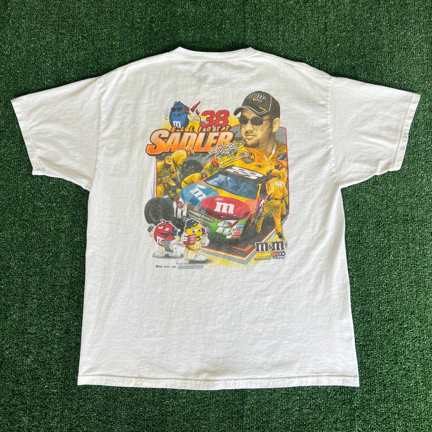 2004 Chase Nascar Elliot Sadler M&Ms White T-Shirt Signed - XL