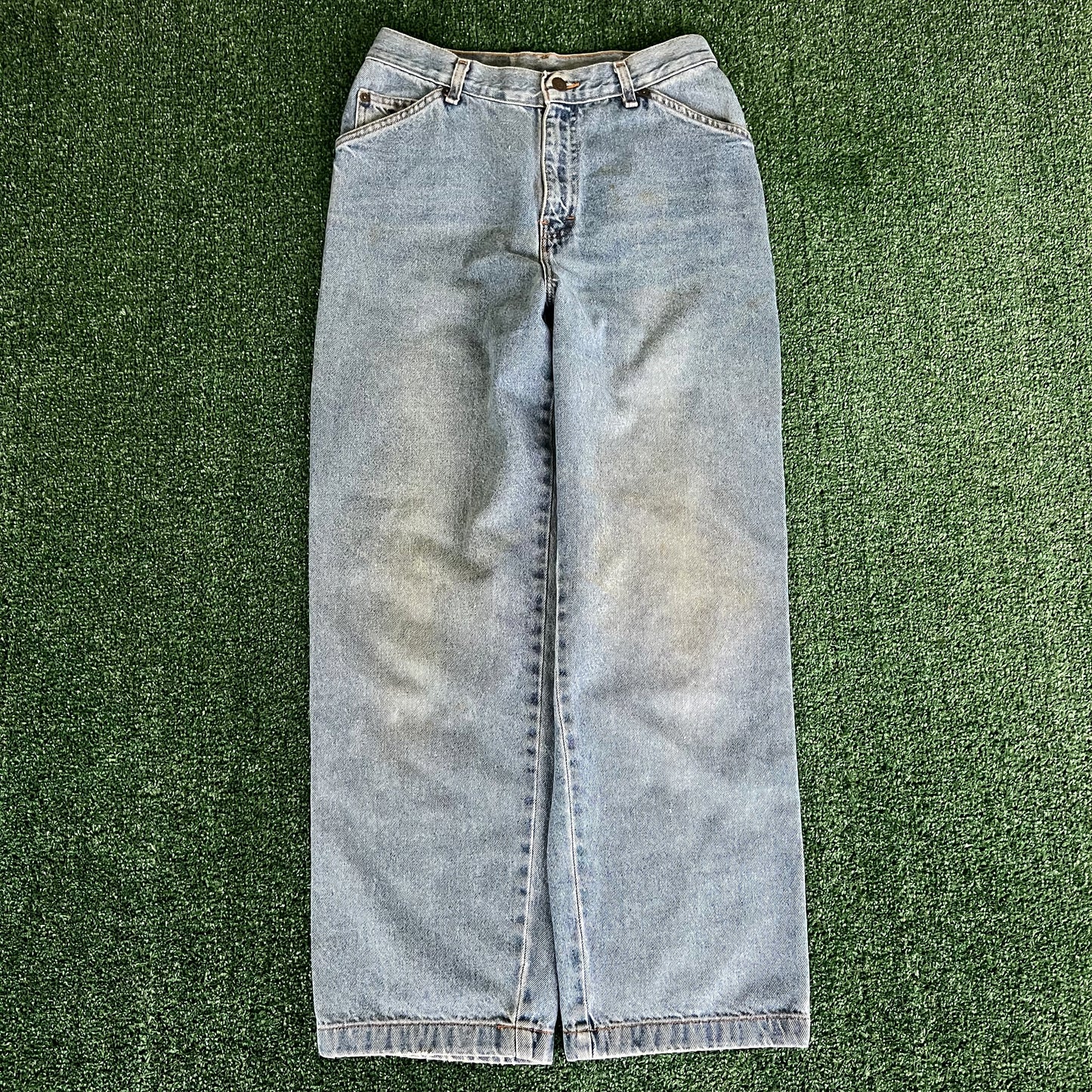 90s Gitano Baggy Straight Carpenter Light Wash Blue Jeans - 30x30 18" Openings