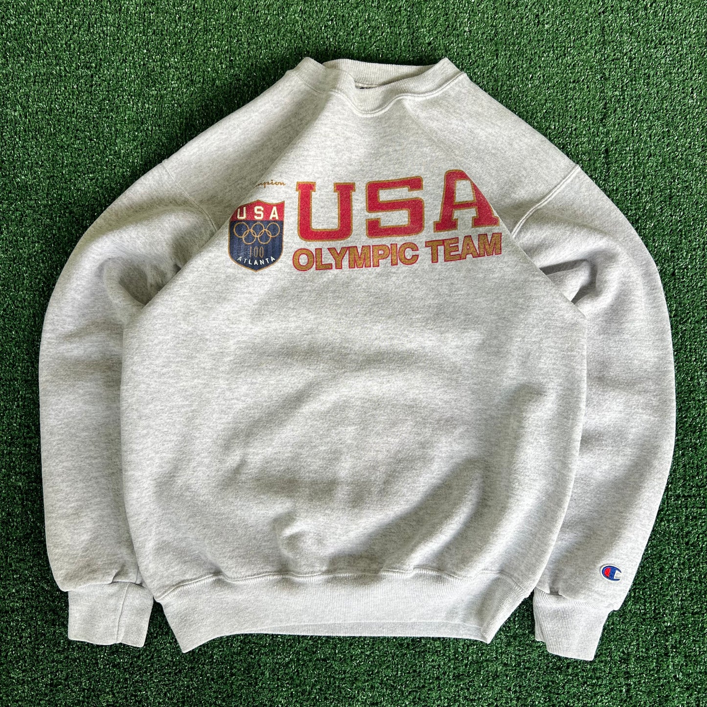 1996 Champion Atlanta Olympics USA Team Gray Sweatshirt - Small