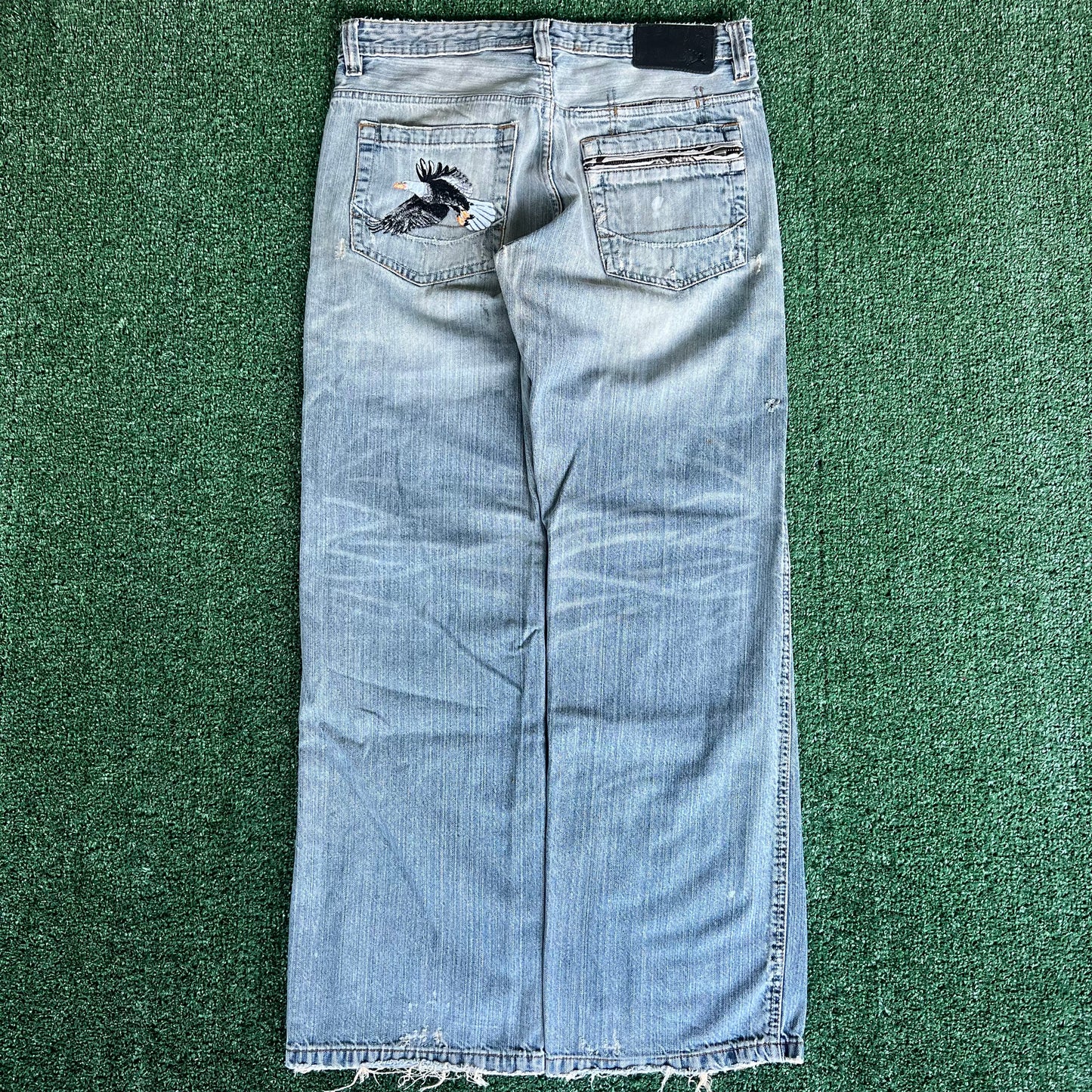 Y2K Surplus Eagle Wide-Leg Baggy Blue Jeans - 34x32.5" 20" Opens