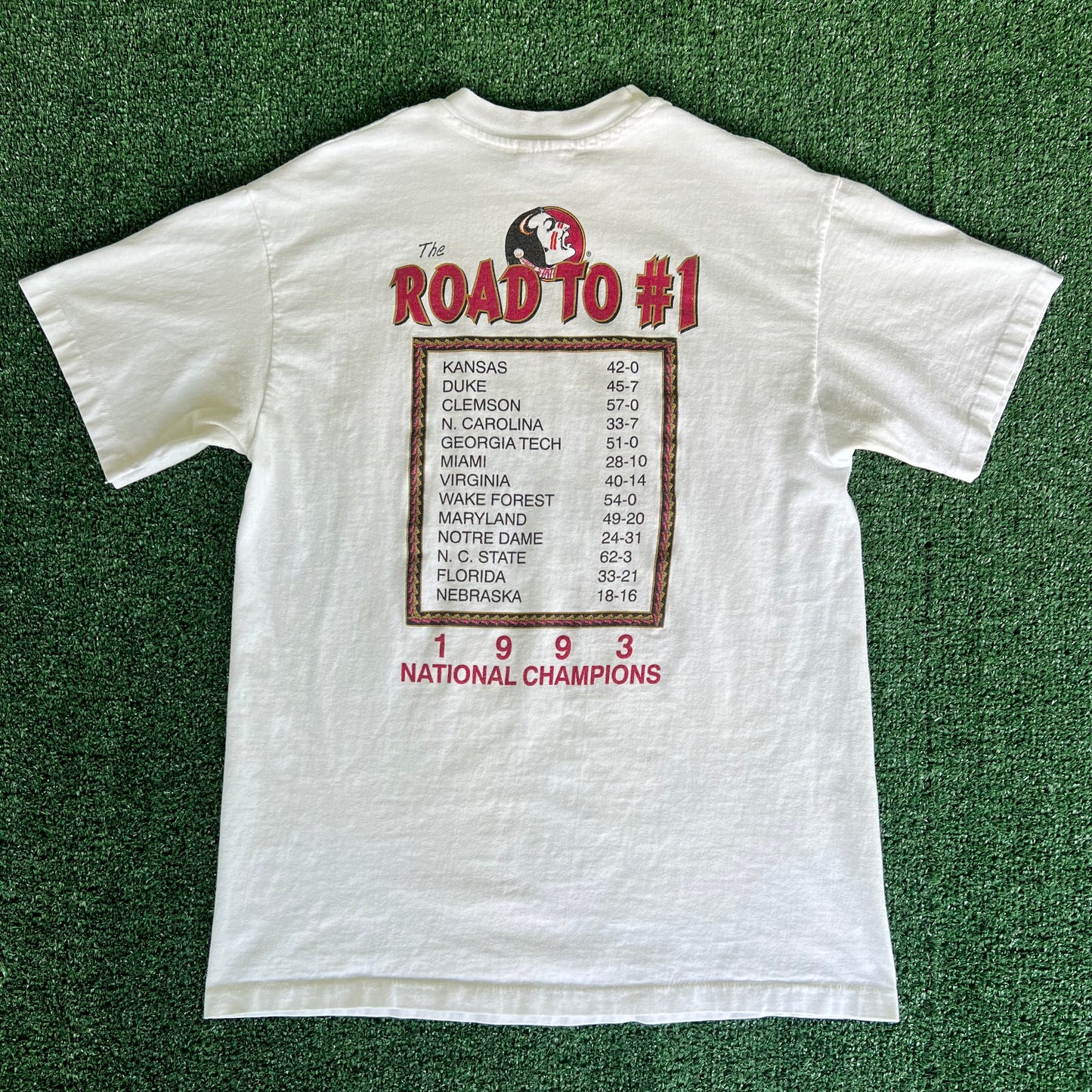 1993 Florida State Seminoles FSU National Champions White T-Shirt - Medium