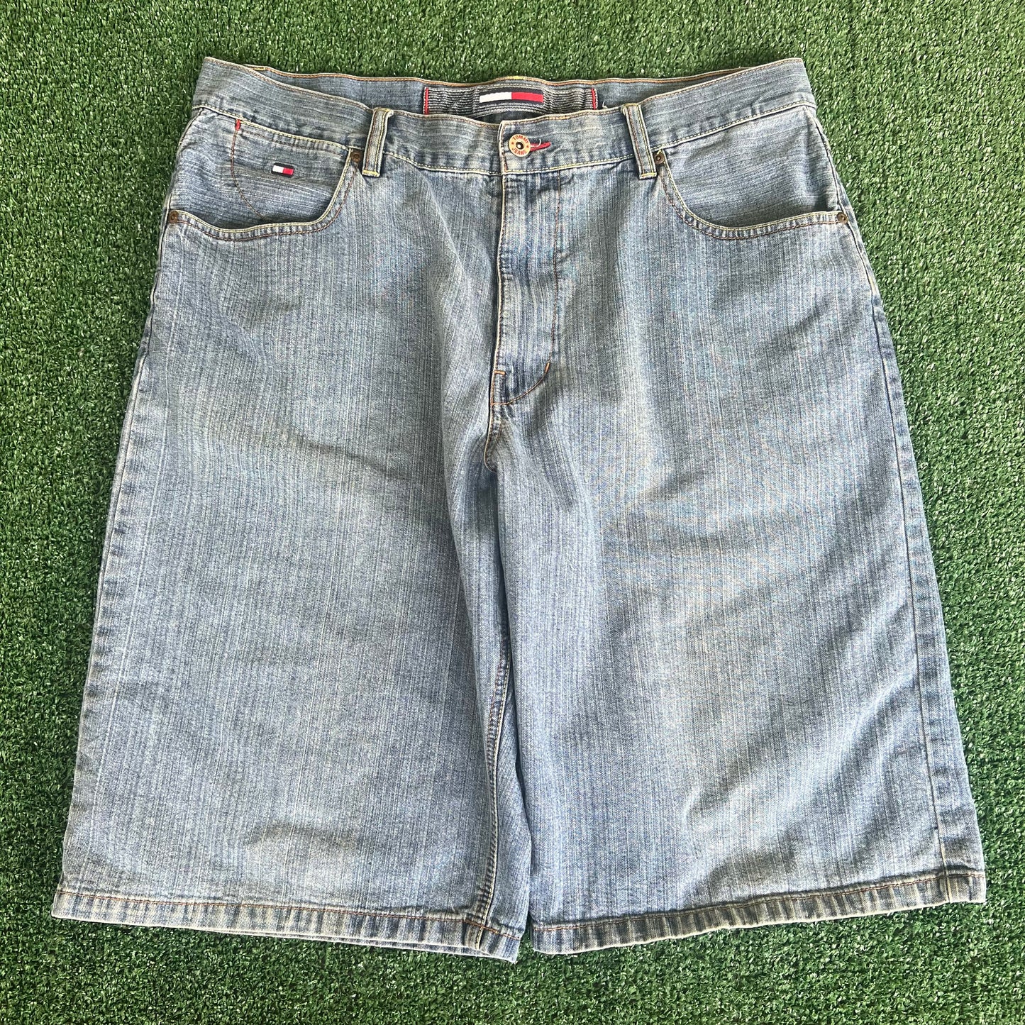 Y2K Tommy Hilfiger Baggy Skate Blue Jean Shorts - 37x13"