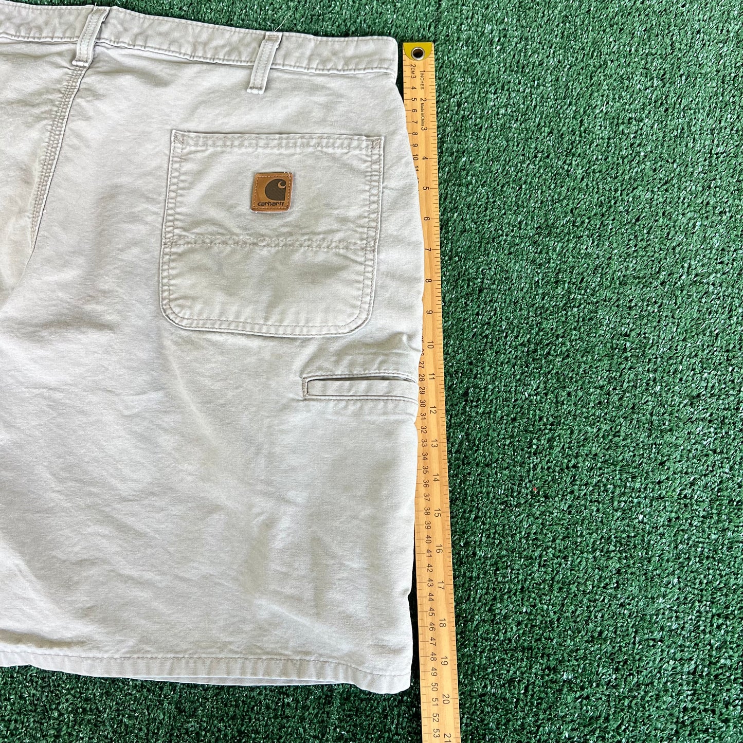 Y2K Carhartt B144 TAN Light Khaki Carpenter Shorts - 38x8"