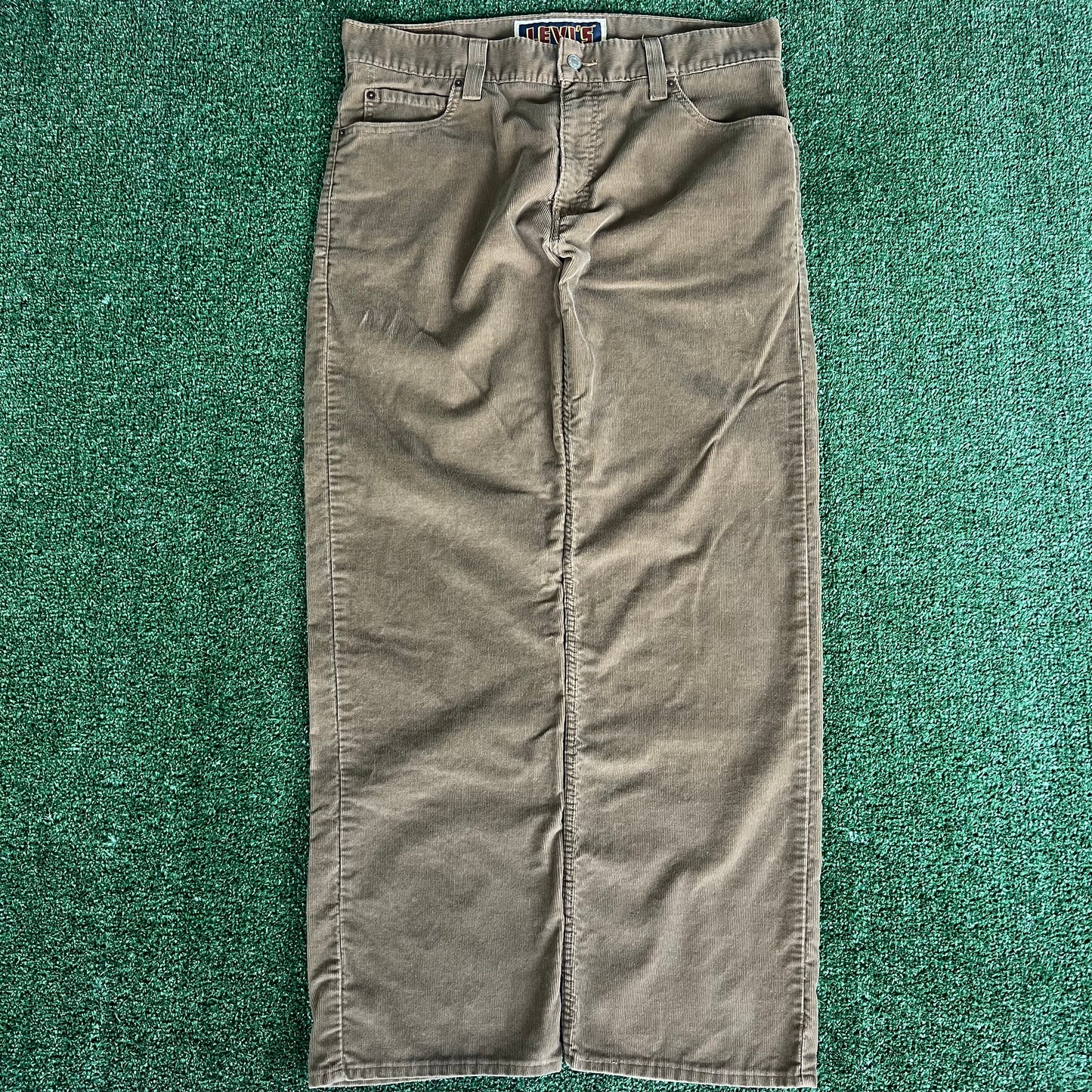 Y2K Levi's 549 Loose Baggy Straight Brown Corduroy Pants - 37x31.5 19" Opening