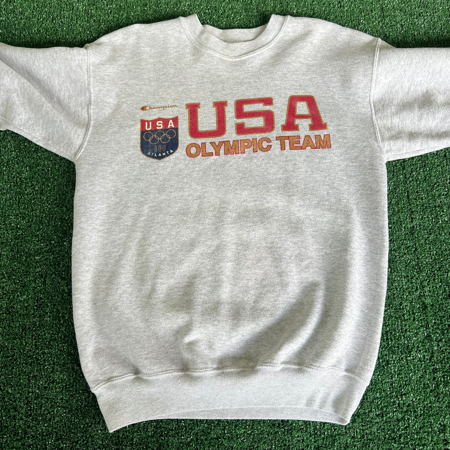 1996 Champion Atlanta Olympics USA Team Gray Sweatshirt - Small