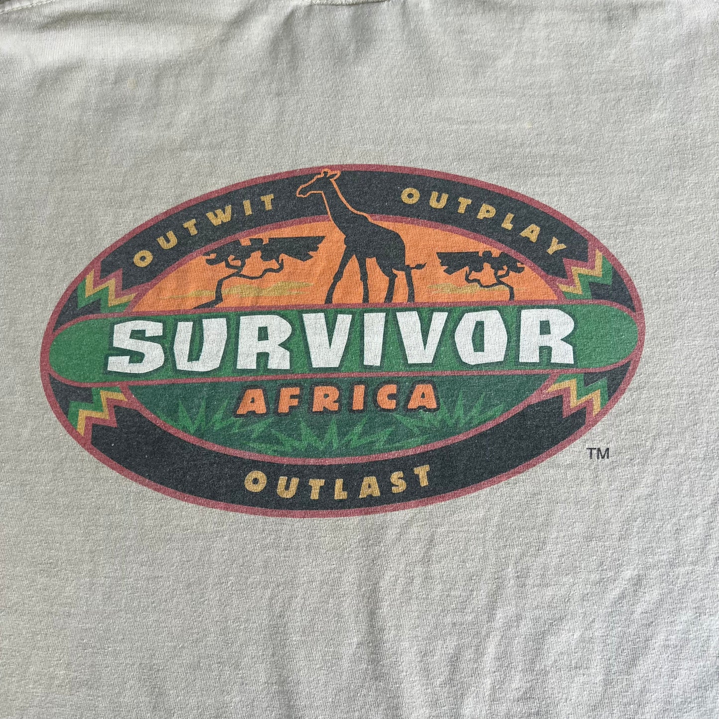 Y2K Reebok CBS Survivor Africa Reality TV Show Promo Beige T-Shirt - Large