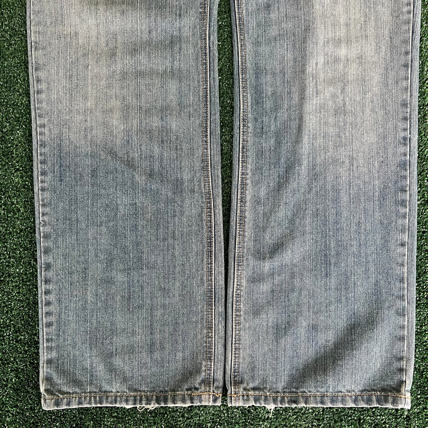 Y2K GLB Flap Pockets Baggy Straight Light Wash Blue Jeans - 39x32.5" 19" Openings