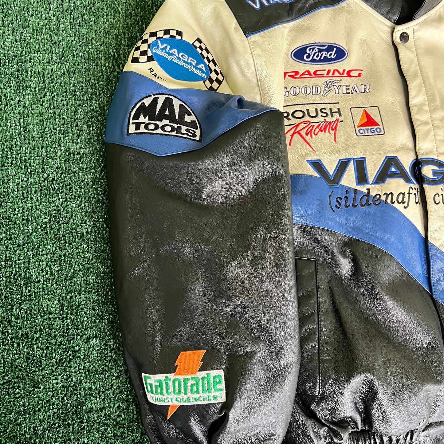 Y2K Nascar Mark Martin Viagra Leather Jacket - Large