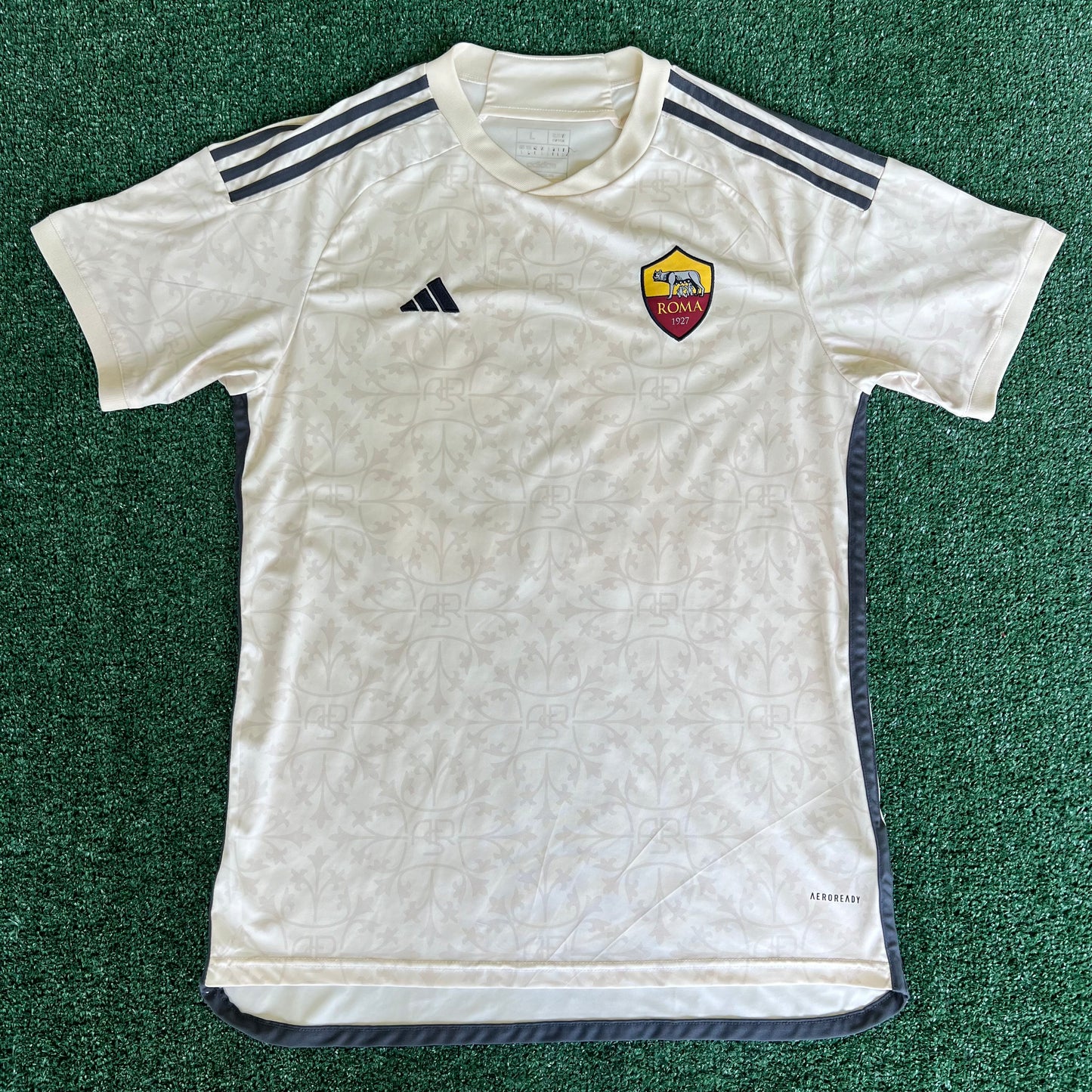 2023 UEFA Europa League AS Roma Lanke #23 Cream White Soccer Jersey - Large