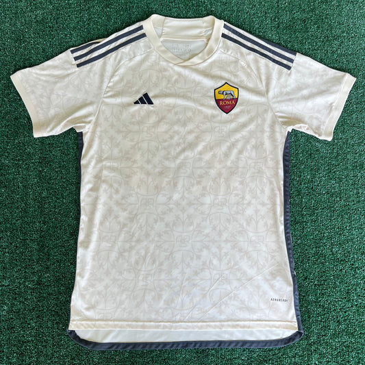 2023 UEFA Europa League AS Roma Lanke #23 Cream White Soccer Jersey - Large