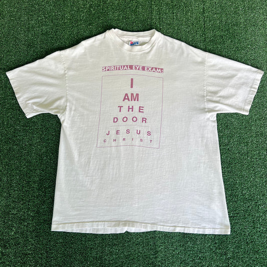 90s Jesus Spiritual Eye Exam White T-Shirt - XL