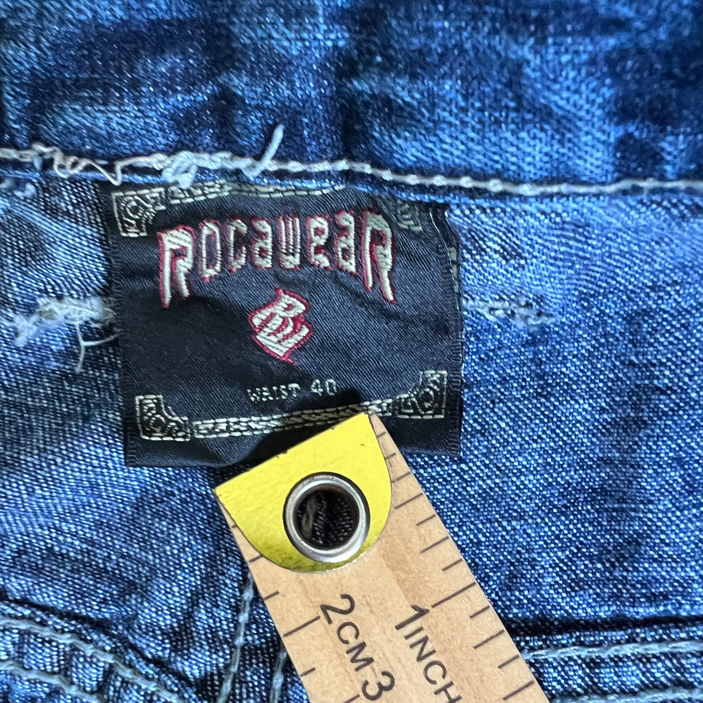 Y2K Rocawear Blue Baggy Wide-Leg Jeans - 39x33.25" 20" Openings