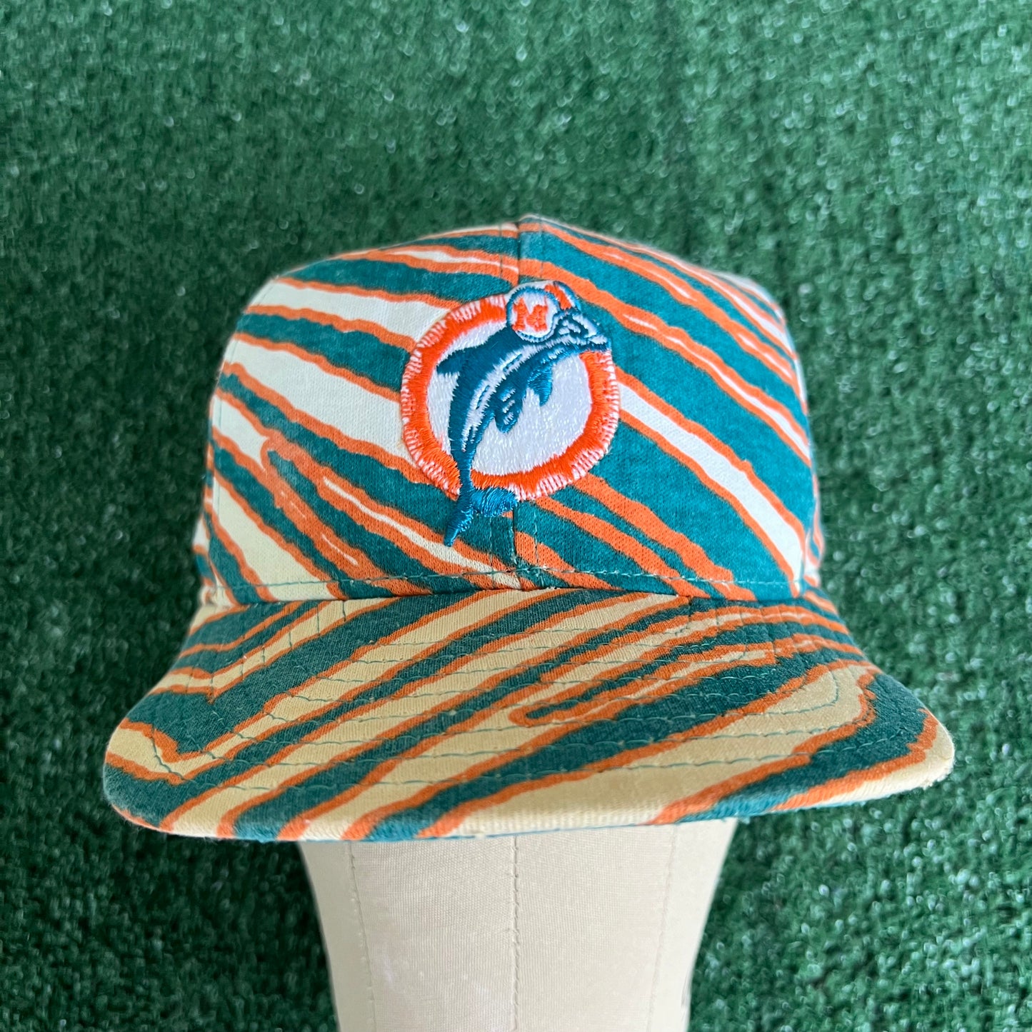 90s Zubaz Zebra Striped NFL Miami Dolphins Snapback Hat USA