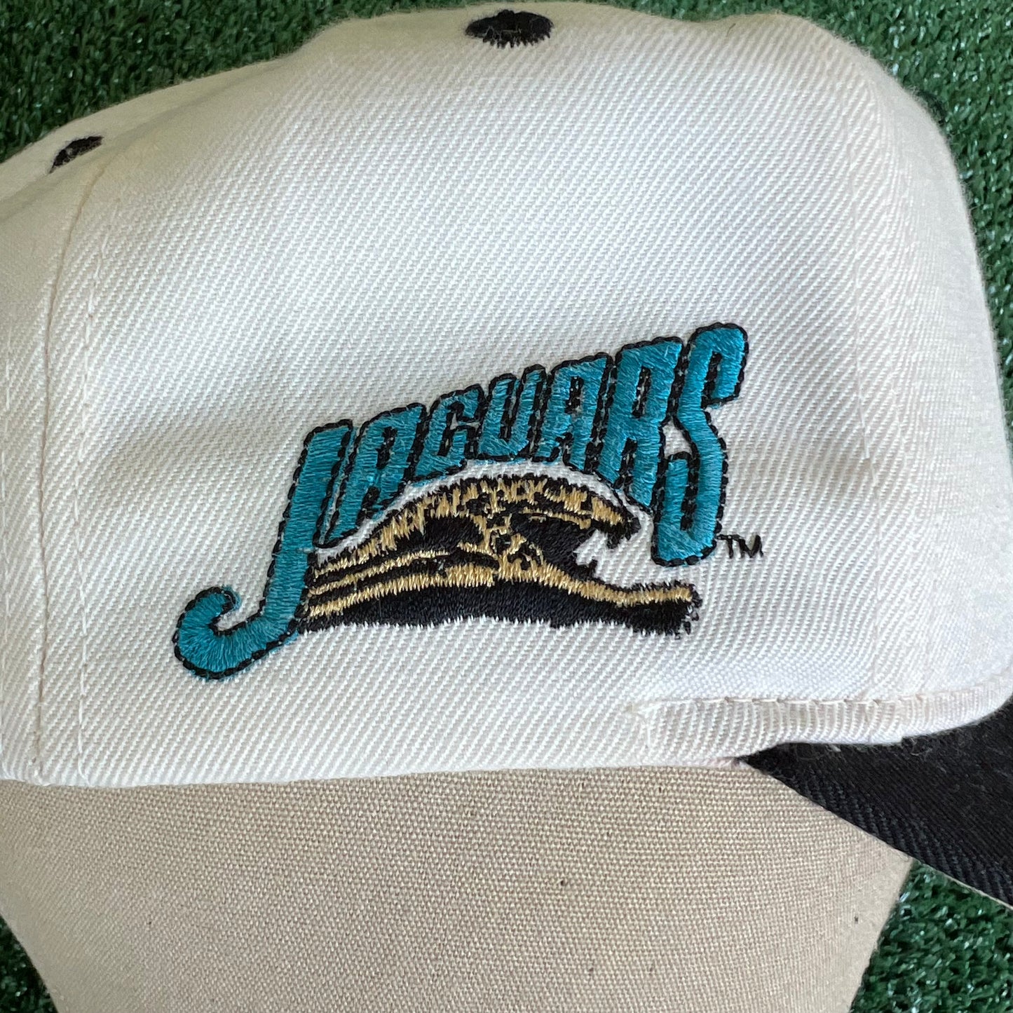 90s NFL Jacksonville Jaguars Banned Logo White Dome Snapback Hat