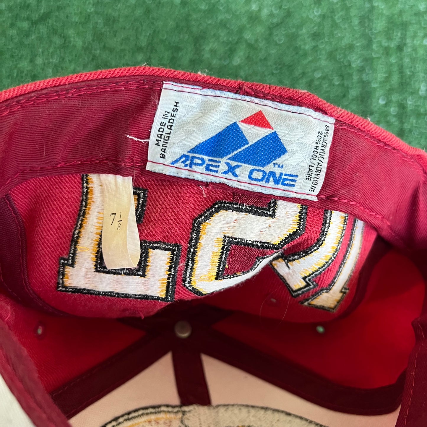 90s Apex One Big Logo Florida State Seminoles FSU Red Fitted Hat - 7 1/8