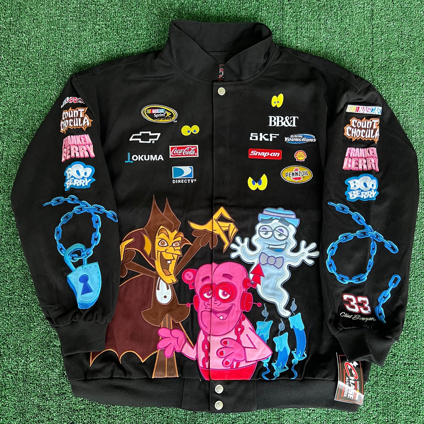 2009 NOS Nascar Clint Bowyer #33 General Mills Monsters Cereal Black Jacket - 2XL