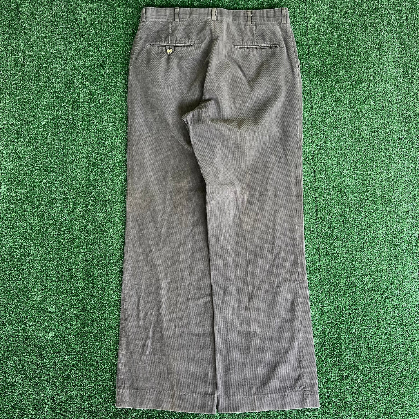 70s Gray Corduroy Wide-Leg Baggy Pants - 32x29.75" 19.5" Openings