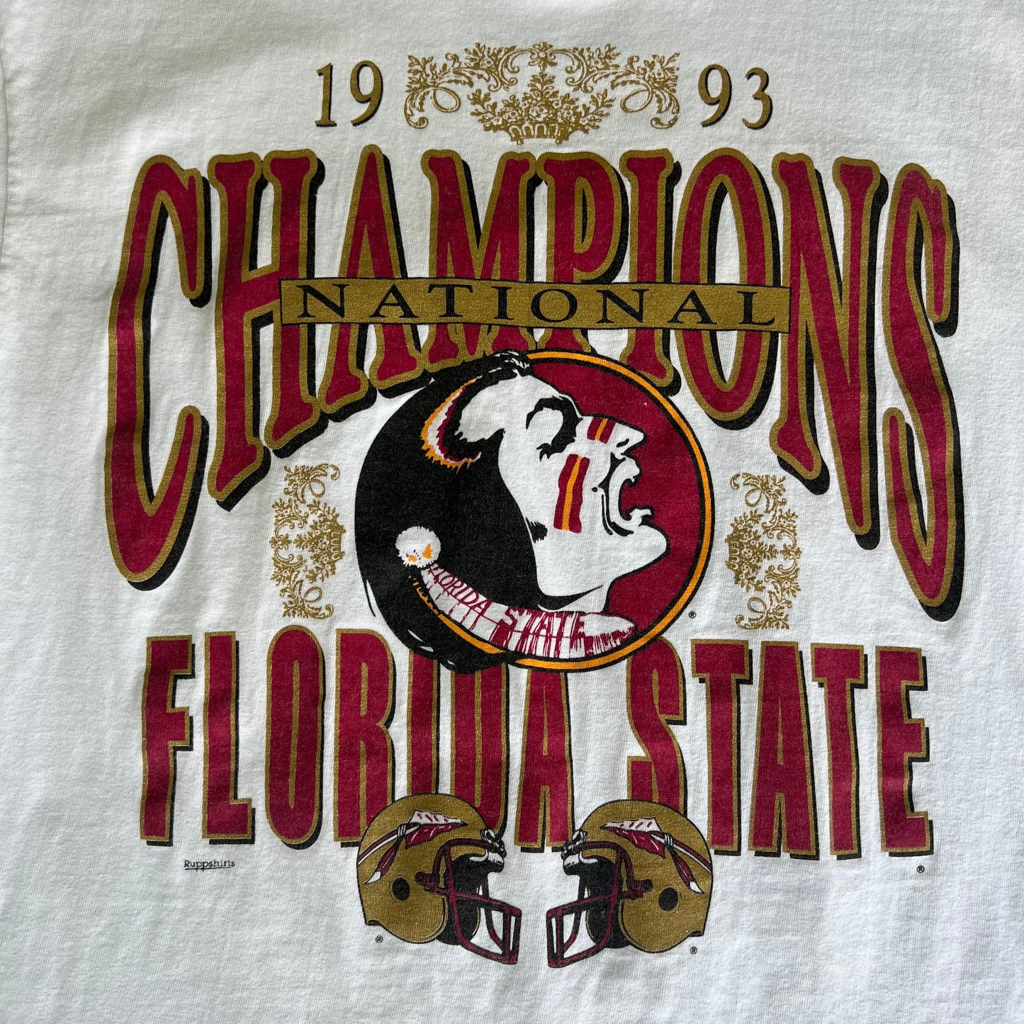 1993 Florida State Seminoles FSU National Champions White T-Shirt - Medium