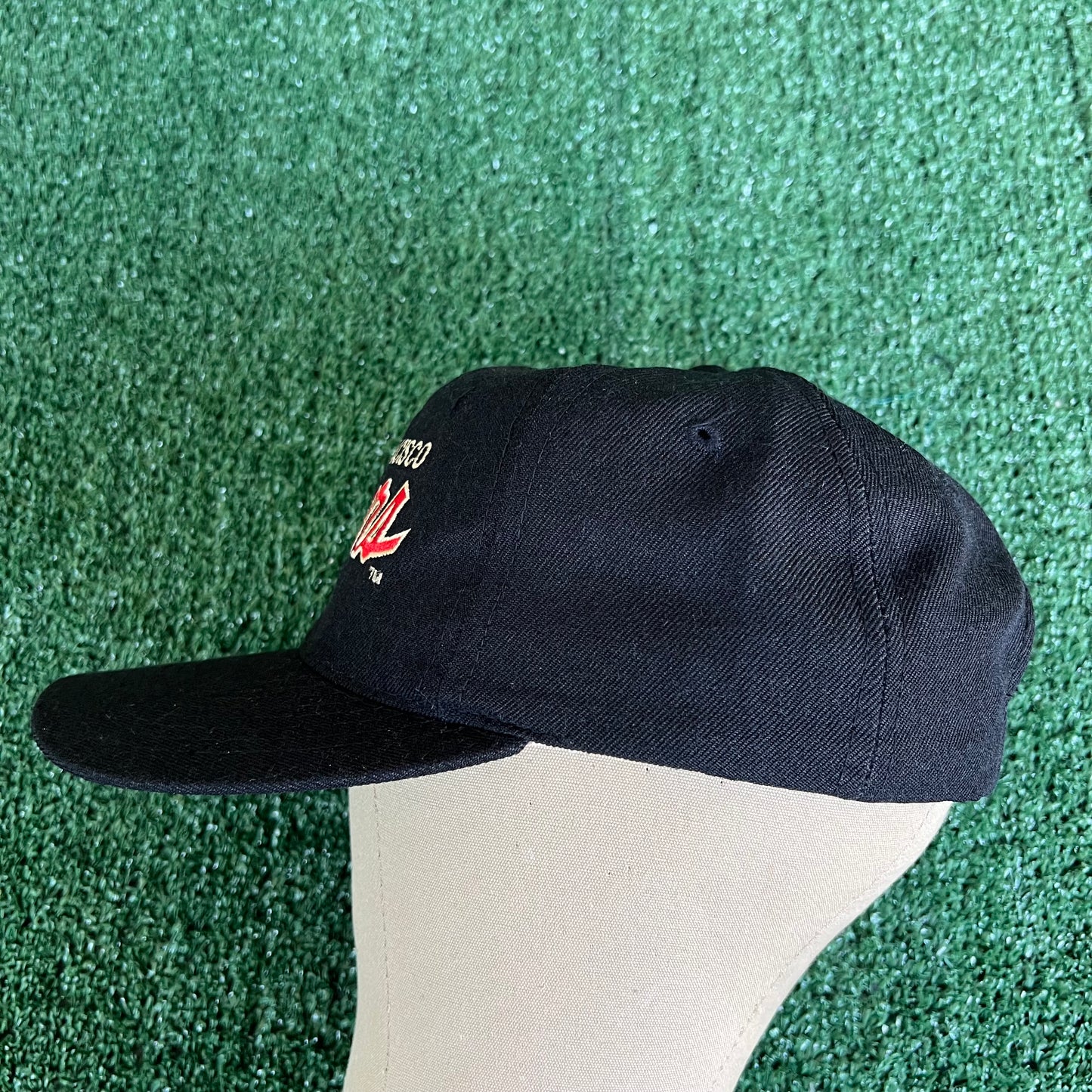 90s Sports Specialties NFL San Franscisco 49ers Black Script Snapback Hat