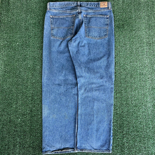 Y2K Tommy Hilfiger Baggy Straight Medium Wash Blue Jeans - 39x30.5" 19" Openings