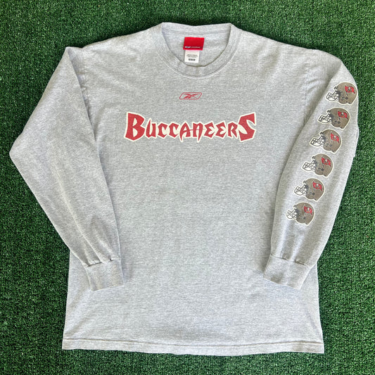 Y2K Reebok NFL Tampa Bay Buccaneers Gray Long Sleeve T-Shirt - Large