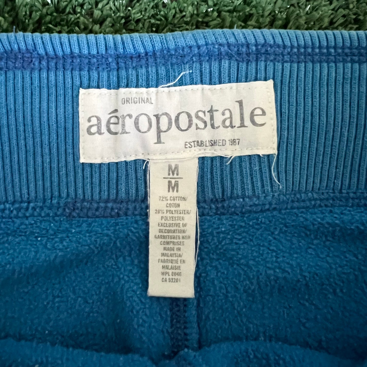 Women's Y2K Aeropostale Blue Baggy Flared Sweatpants - Medium 34x29.5" 25.5" Openings