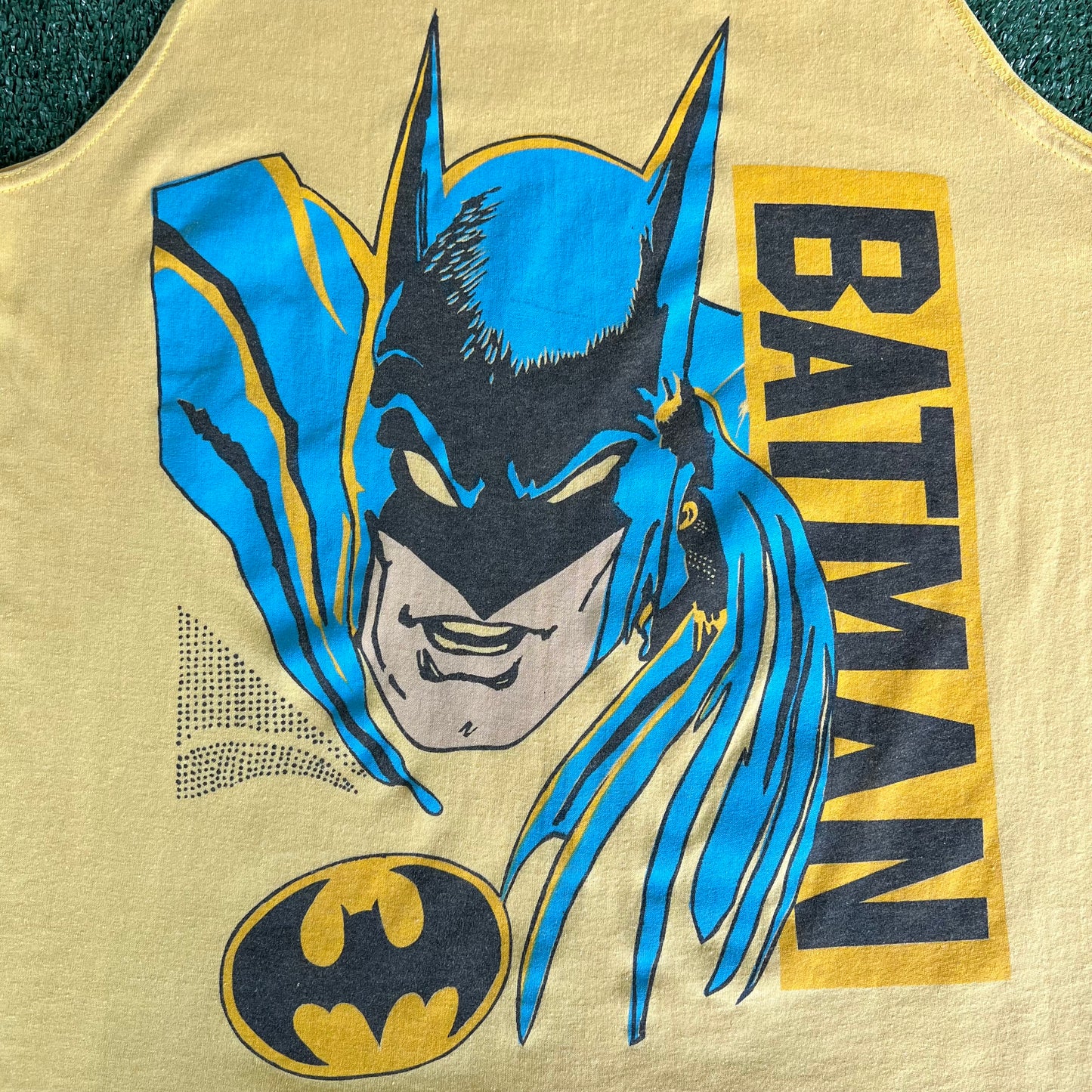 80s Batman Comic Yellow Tank Top T-Shirt - Medium