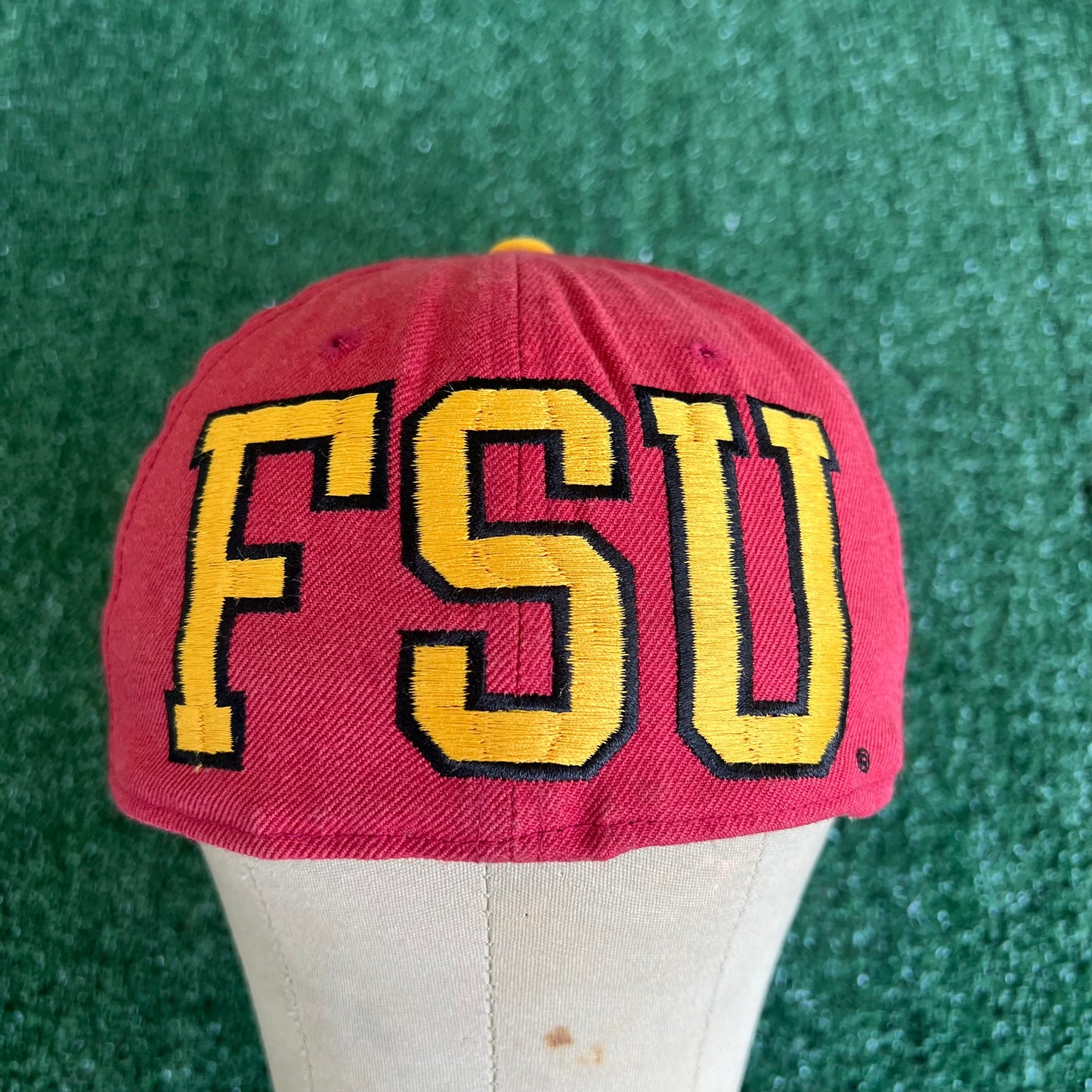 90s Apex One Big Logo Florida State Seminoles FSU Red Fitted Hat - 7 1/8