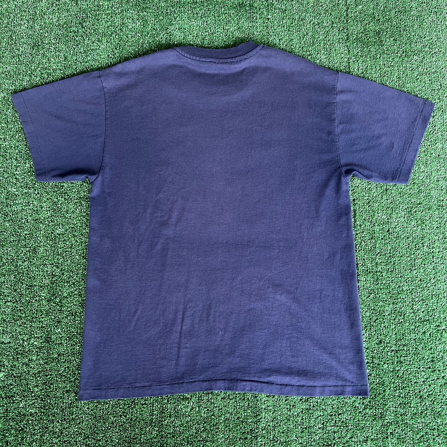 90s Cat Face Single Stitch Navy Blue T-Shirt - Large