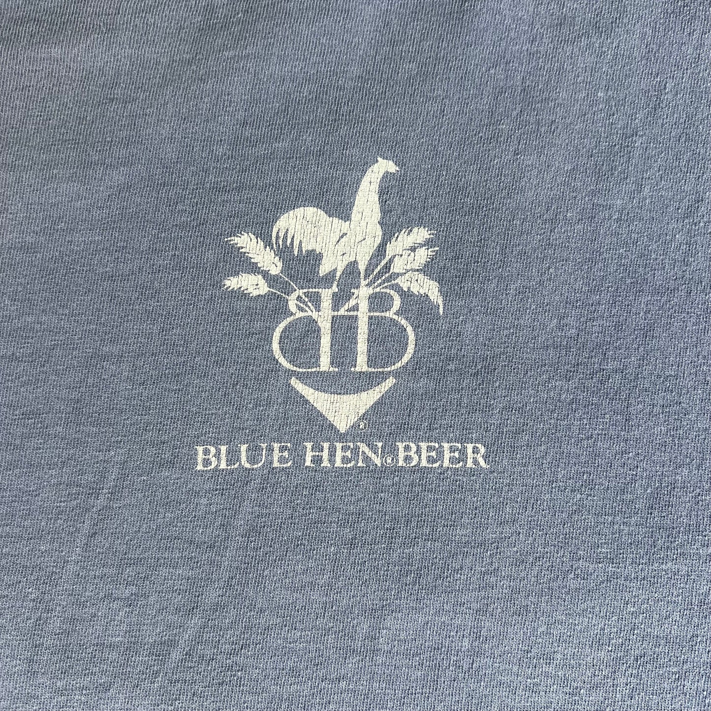 90s Blue Hen Beer Delaware Single Stitch Blue Distressed T-Shirt - XL