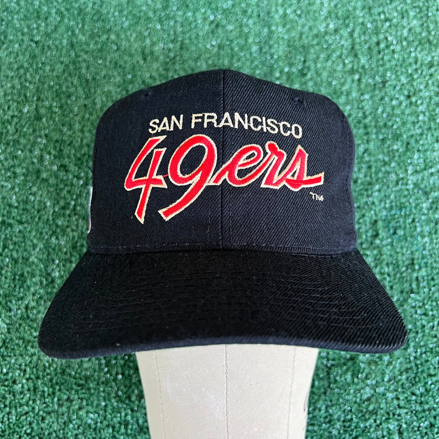 90s Sports Specialties NFL San Franscisco 49ers Black Script Snapback Hat