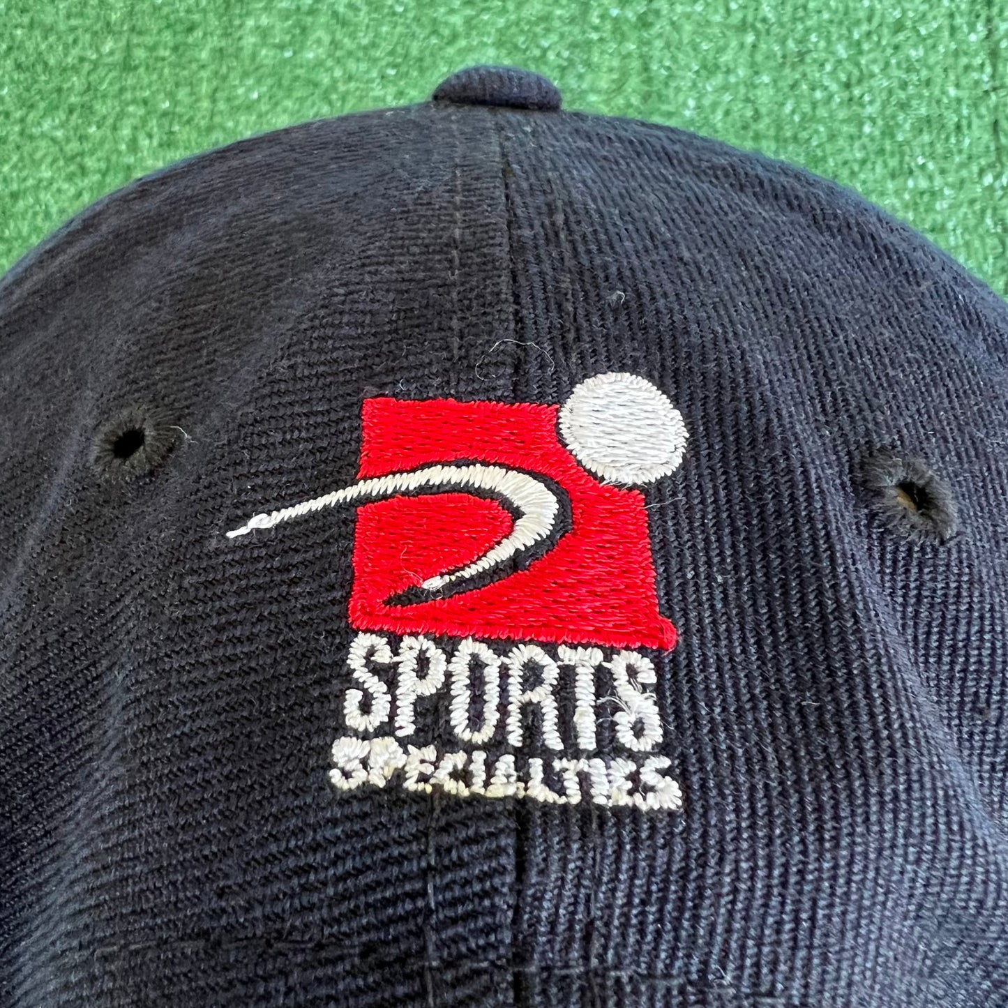 90s Sports Specialties NFL Tampa Bay Buccaneers Laser Grid Script Black Snapback Hat