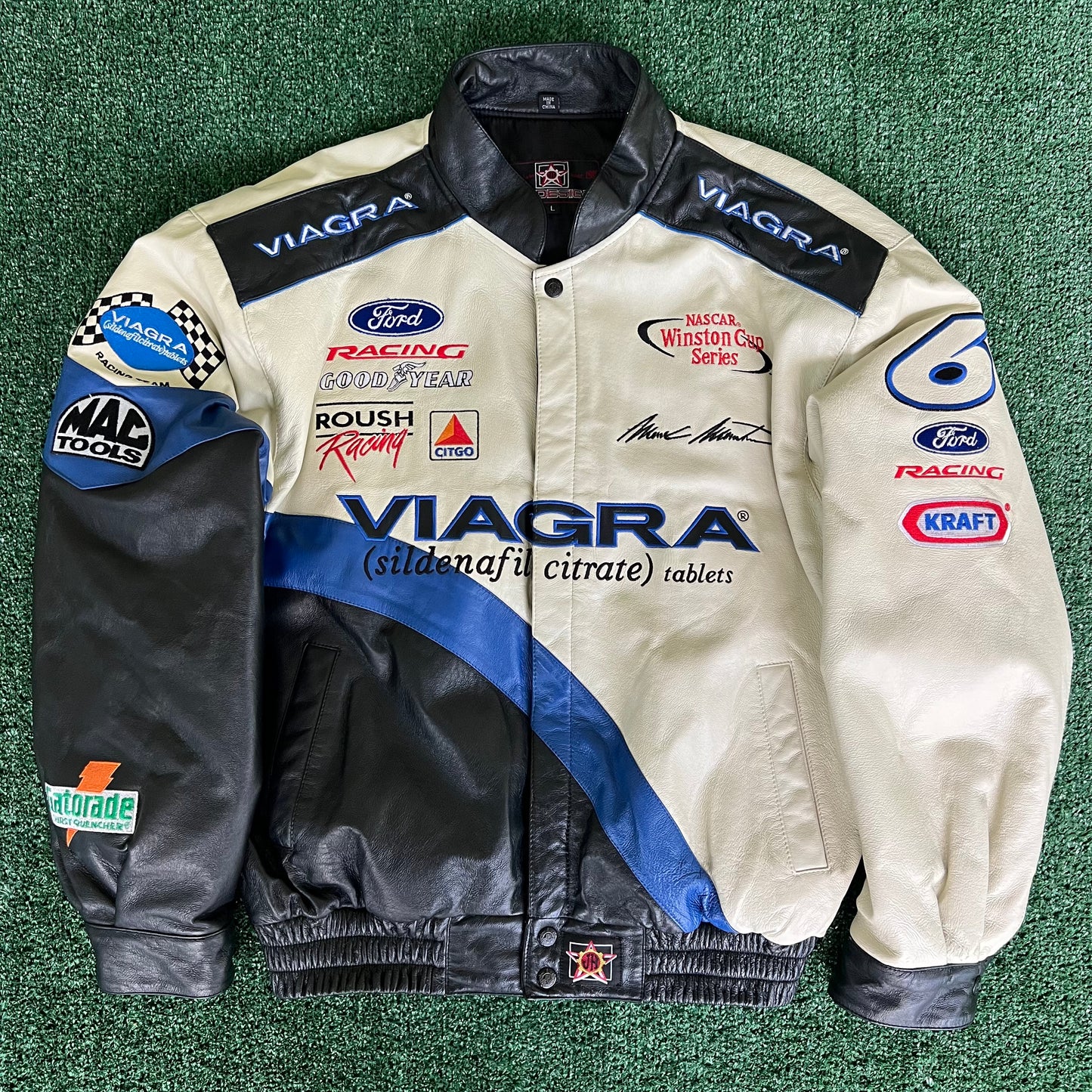 Y2K Nascar Mark Martin Viagra Leather Jacket - Large