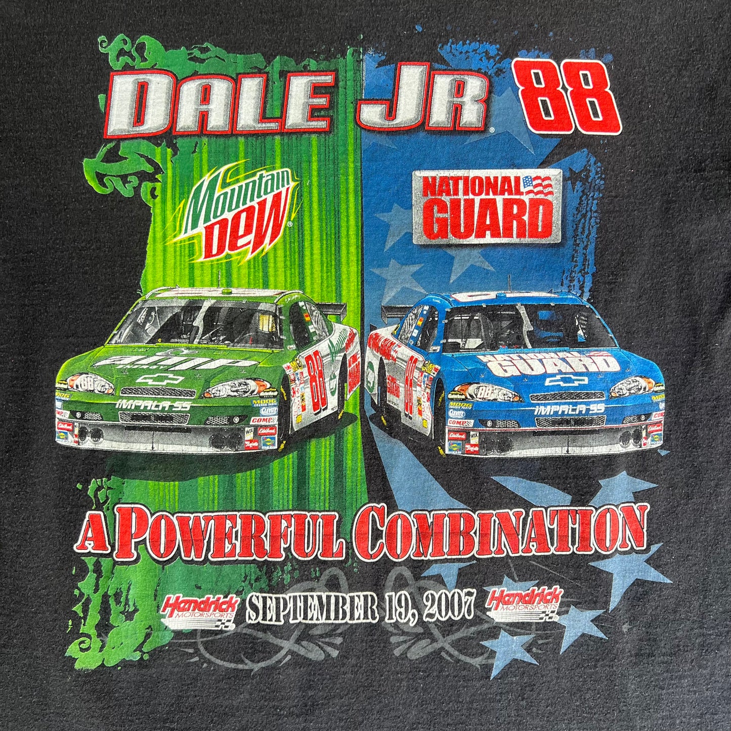 2007 Chase Authentics Nascar Dale Earnhardt Jr. Faded Black T-Shirt - Large