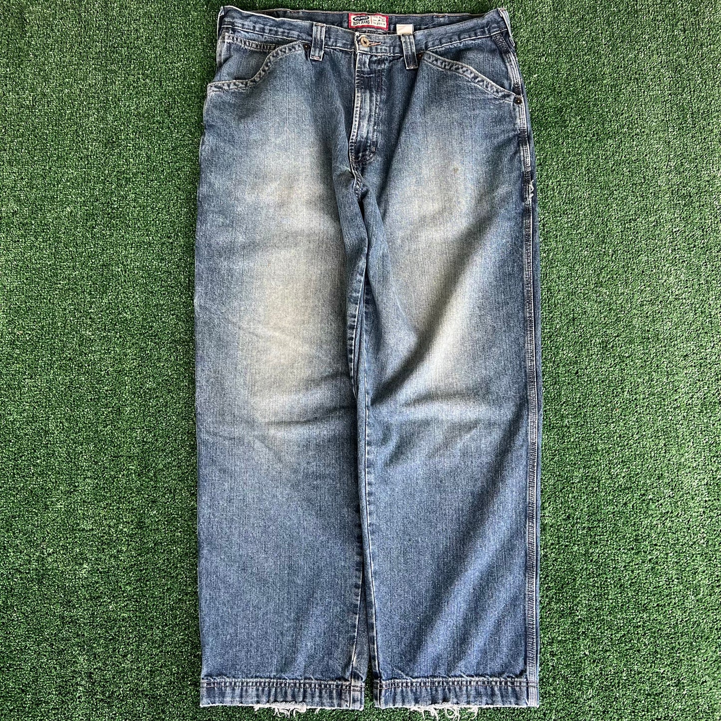 Y2K Old Navy Carpenter Baggy Medium Wash Blue Jeans - 37x30.5" 18.5" Openings