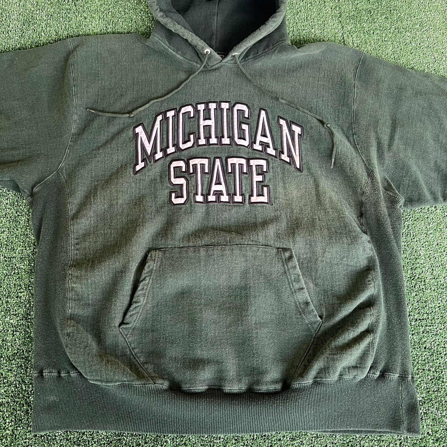 Y2K Steve & Barry's Michigan State Spartans Dark Green Reverse Weave Hoodie - XL