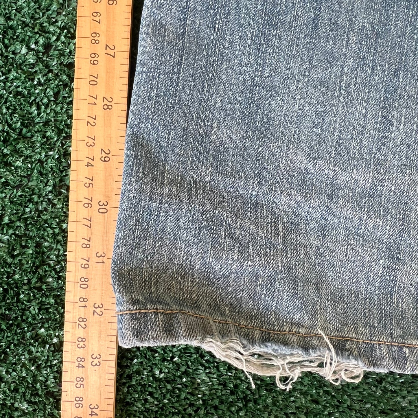 Y2K GLB Flap Pockets Baggy Straight Light Wash Blue Jeans - 39x32.5" 19" Openings