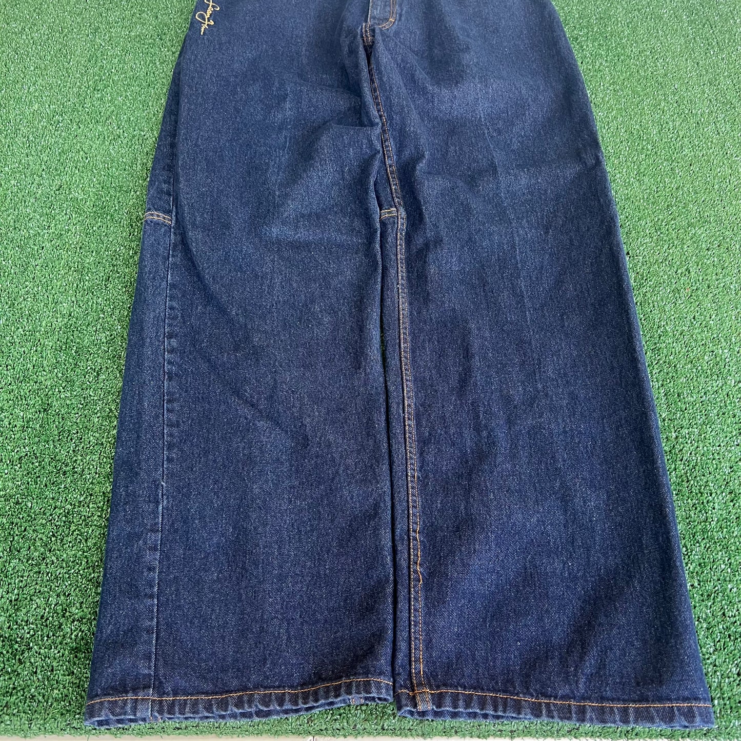 Y2K Sean John Baggy Wide-Leg Dark Blue Jeans - 39x34.25" 21" Openings