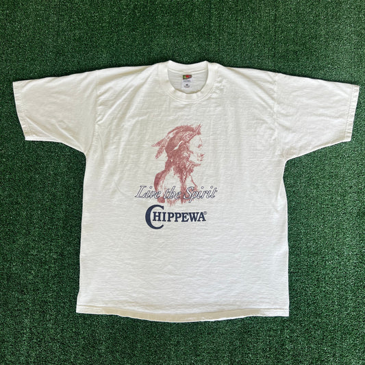 90s Chippewa Boots "Live The Spirit" Promo White T-Shirt - XL