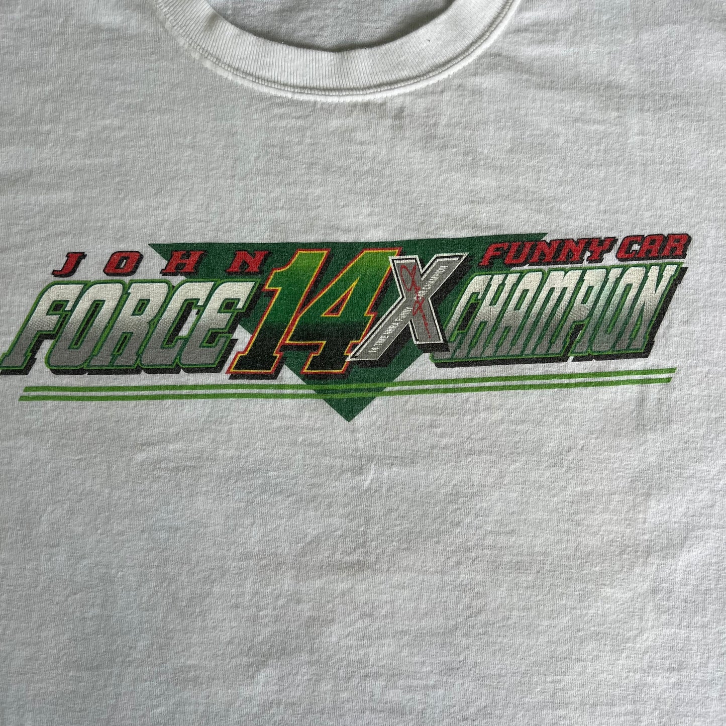 2006 Funny CarJohn Force White Signed T-Shirt - XL