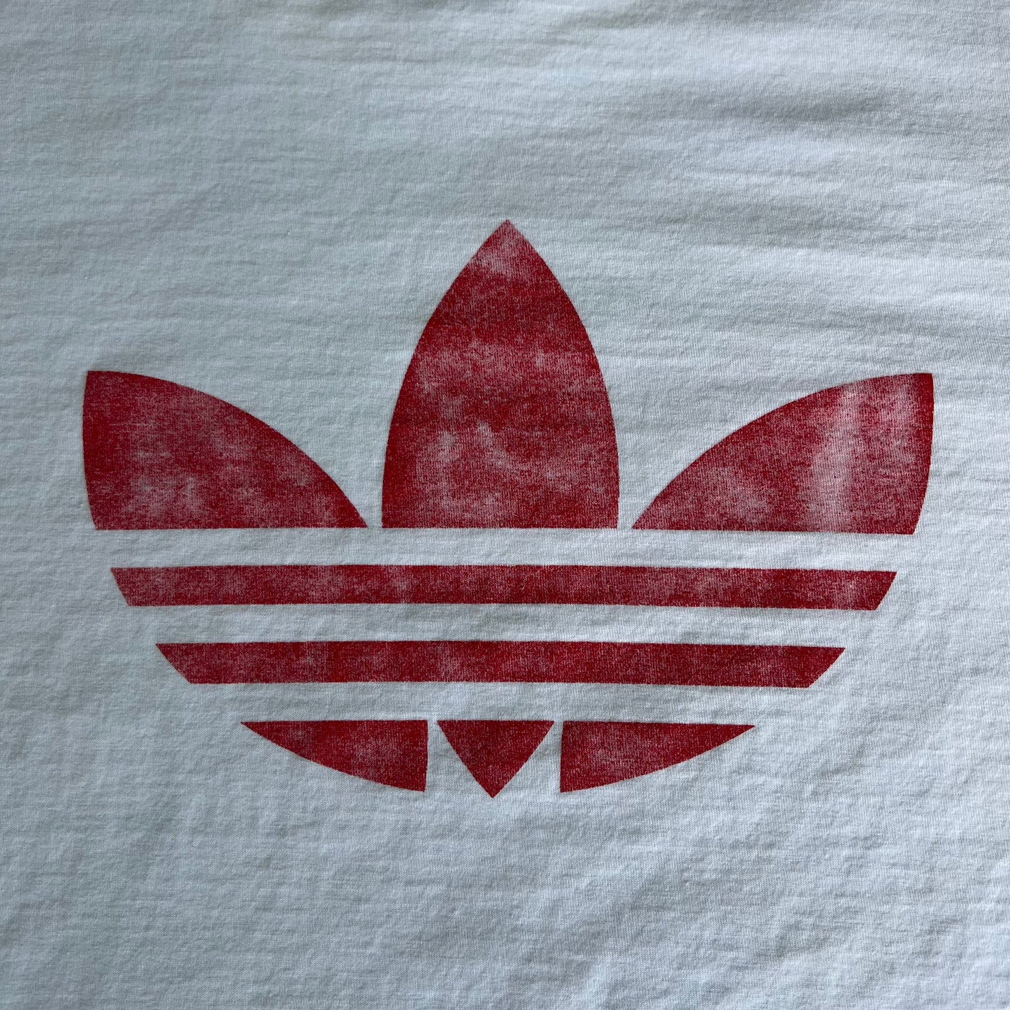 90s Adidas Spellout Leaf Logo White Red T-Shirt - XL