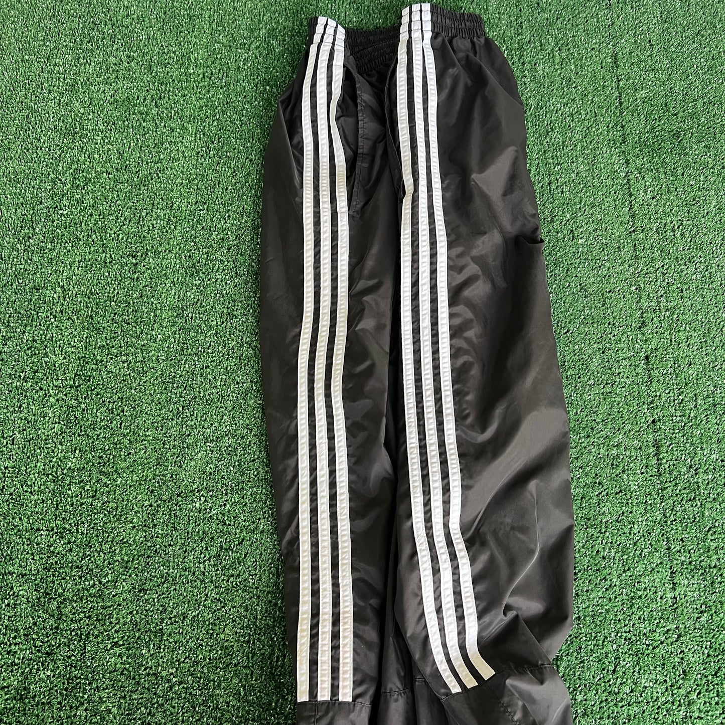 Y2K Adidas Black White Stripe Baggy Pants - XL 27.5x31.75" 19" Opening