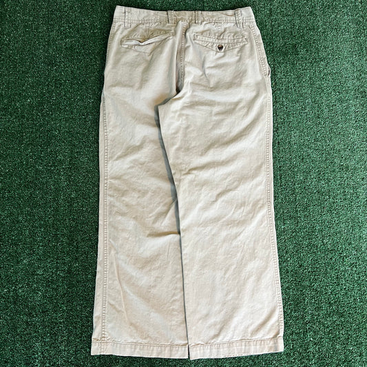 Y2K Old Navy Loose Baggy Wide-Leg Khaki Pants - 34x28" 21" Openings