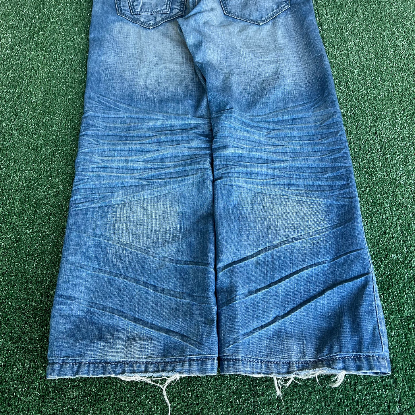 Y2K Do Denim Baggy Wide Leg Flap Pocket Blue Jeans - 38x28.75" 20.5" Openings