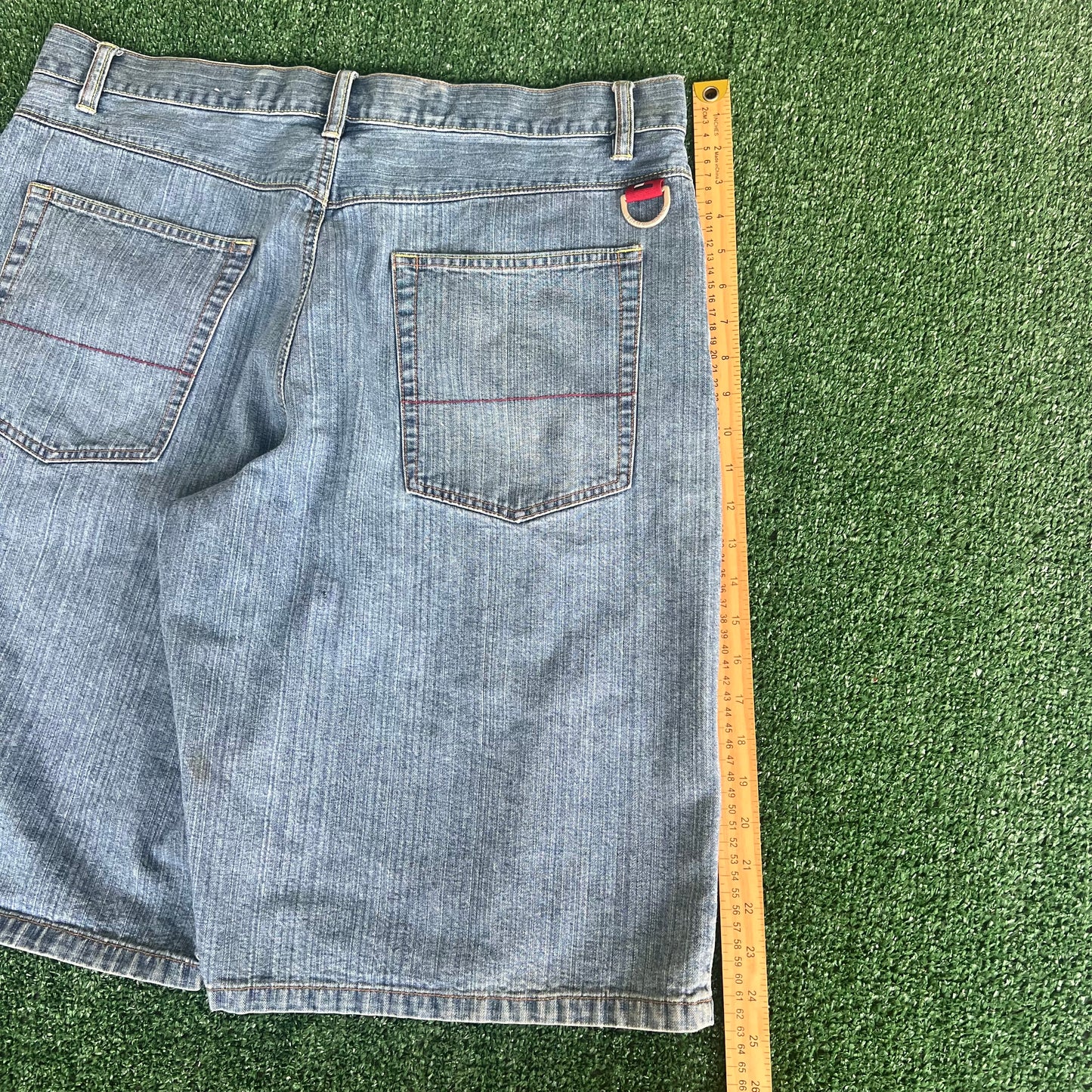 Y2K Tommy Hilfiger Baggy Skate Blue Jean Shorts - 37x13"