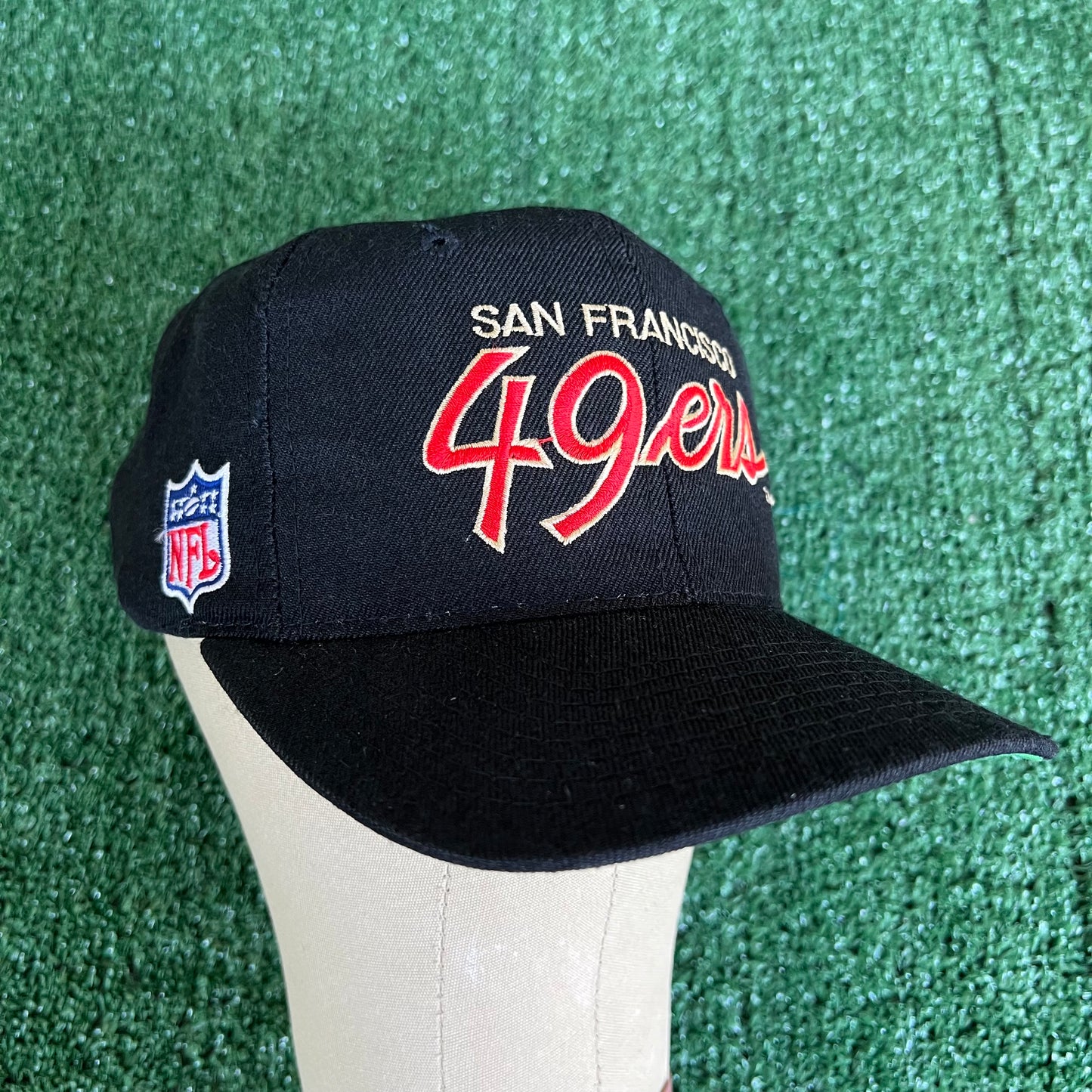 90s Sports Specialties NFL San Franscisco 49ers Black Script Snapback Hat