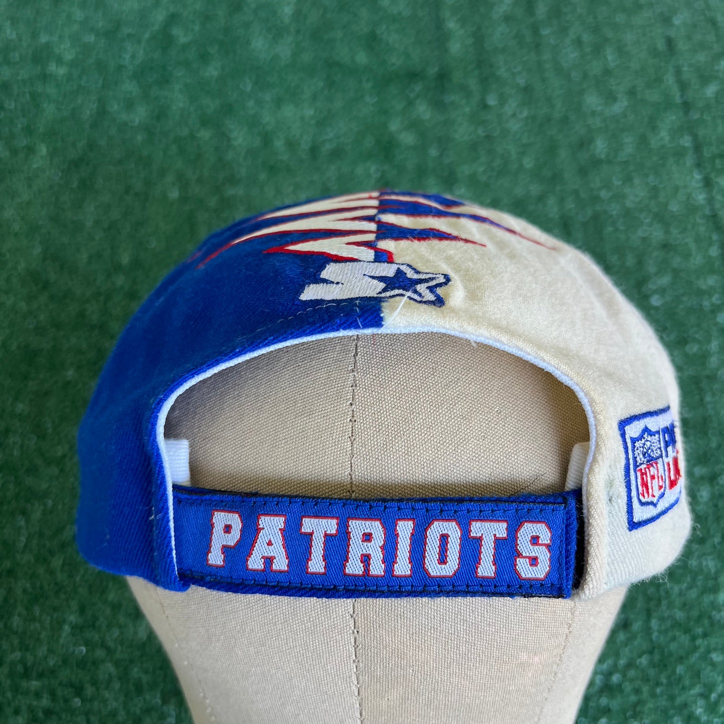 90s Starter NFL New England Patriots Shockwave Blue White Strapback Hat