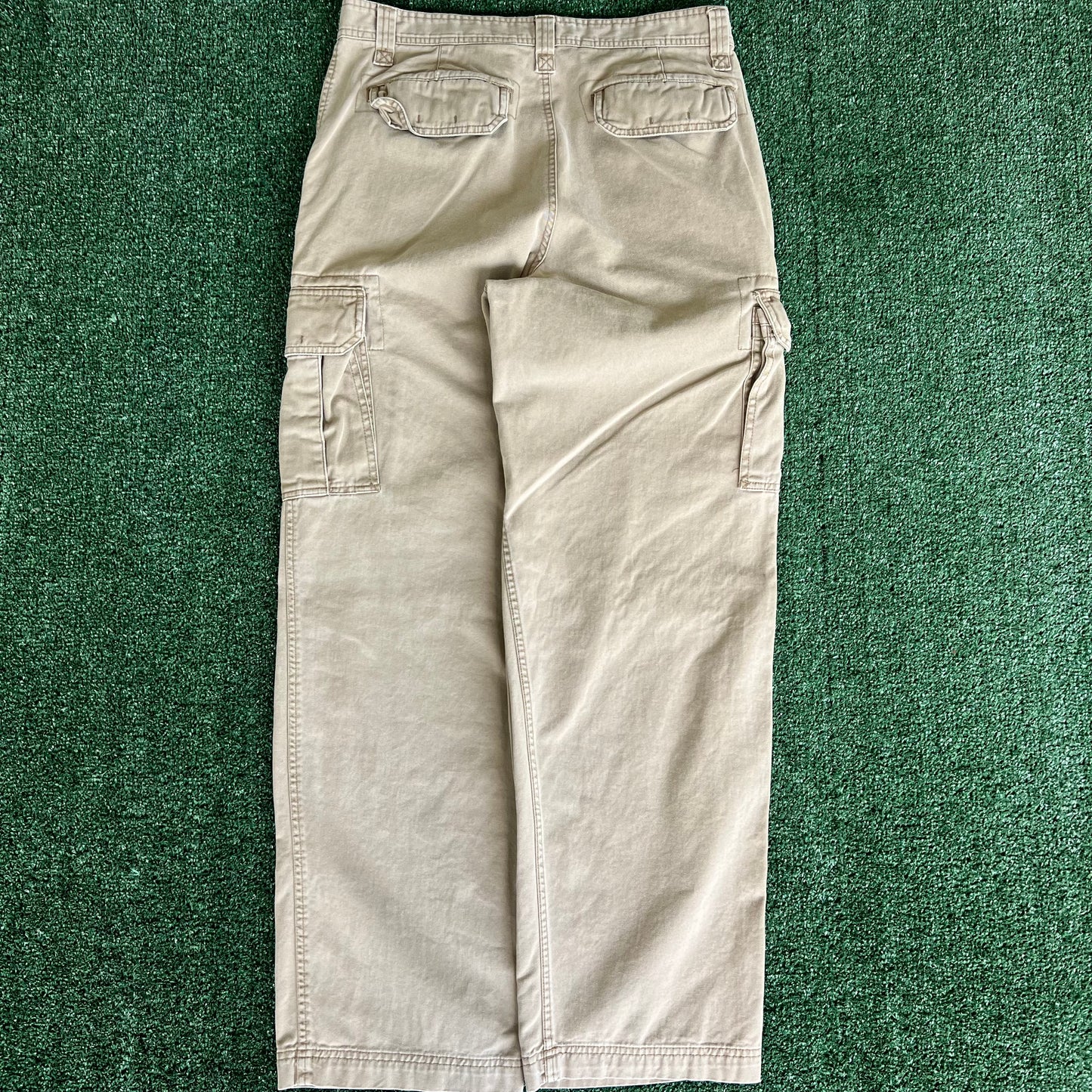 Y2K Old Navy Baggy Cargo Khaki Pants - 32x31.25" 18" Openings