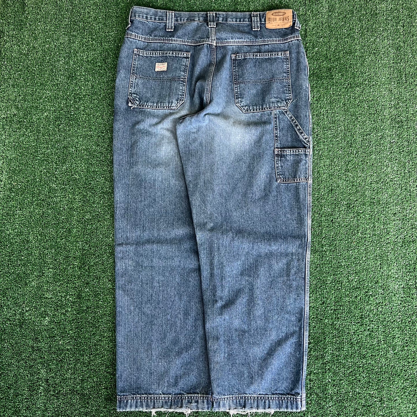 Y2K Old Navy Carpenter Baggy Medium Wash Blue Jeans - 37x30.5" 18.5" Openings