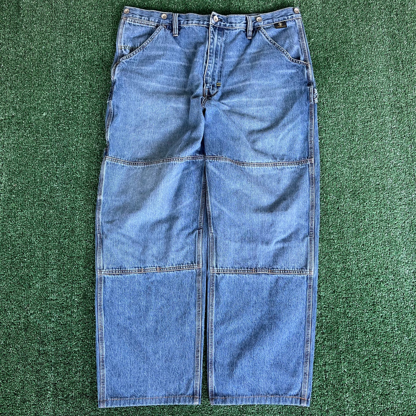 Y2K PNB NATION Double Knee Carpenter Blue Jeans - 41x30 19" Openings